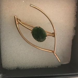 Vintage 12K GF Bal-Ron ,Gold and Jade Brooch